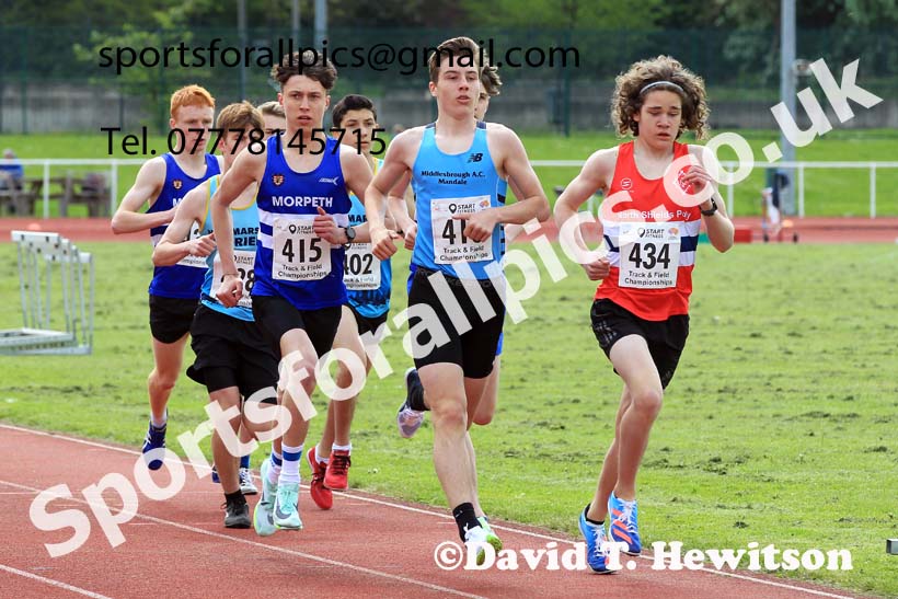 Mens Under-17s 1500 metres, 2023 North Eastern Track and Field Champs., Middlesbrough Sports Village, Middlesbrough. Photo: David T. Hewitson/Sports for All Pics